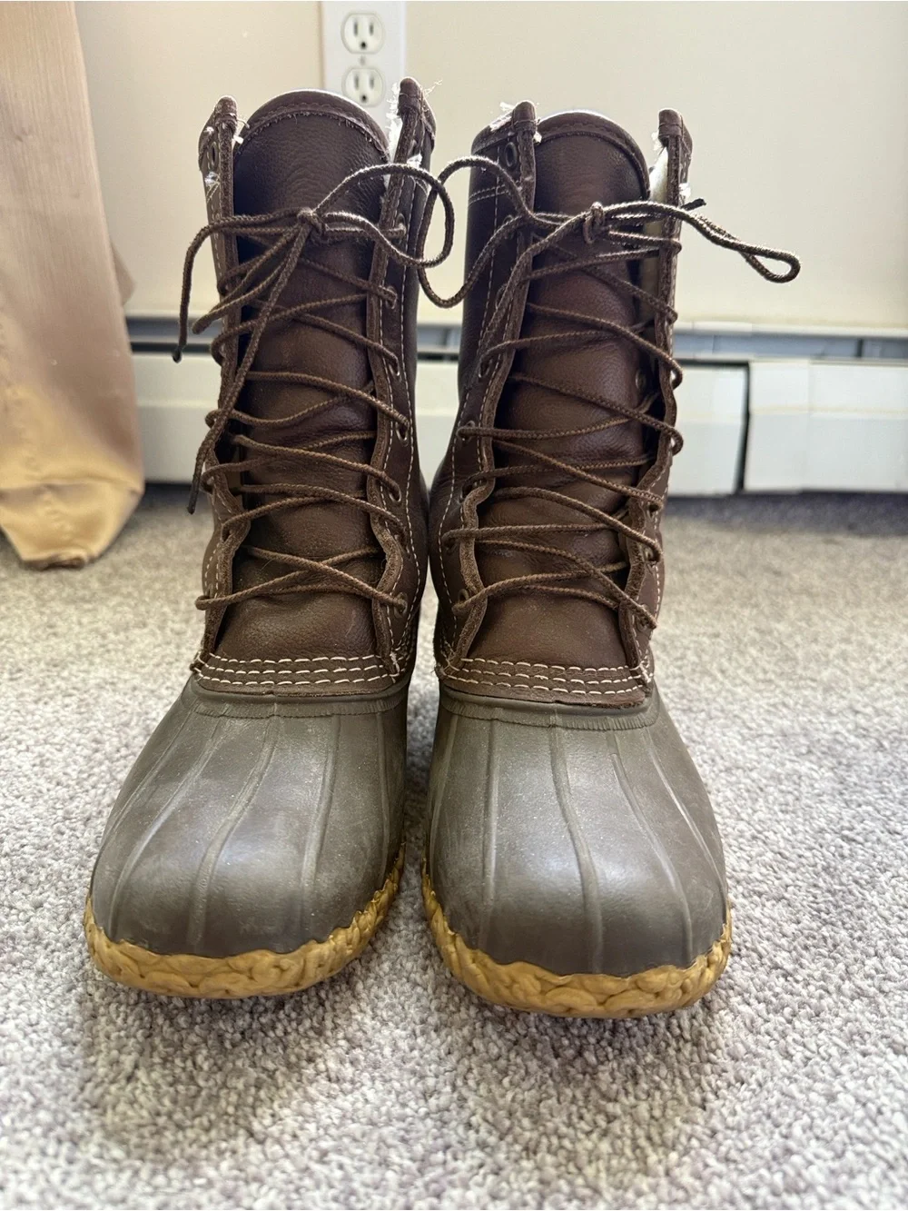 L.L. Bean Women's Brown and Tan Winter Shearling Duck Boots